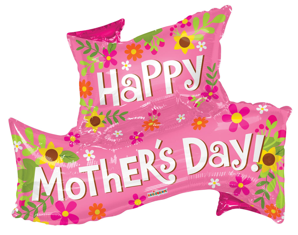 36" Happy Mother's Day Banner Shape Foil Balloon
