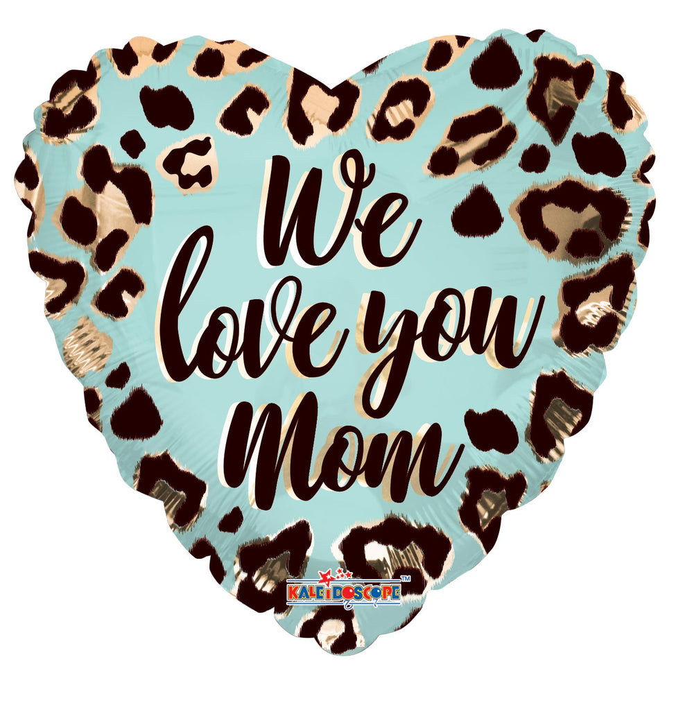 18" We Love You Mom Pattern Foil Balloon