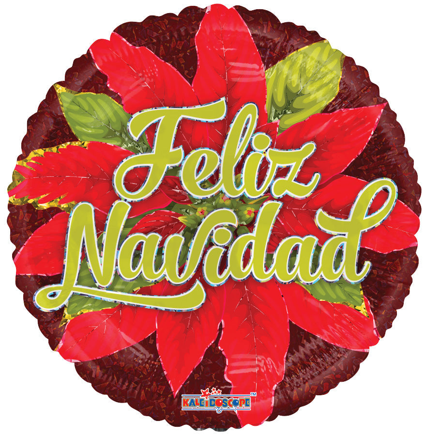 18" Feliz Navidad Nochebuena Holographic Foil Balloon (Spanish)