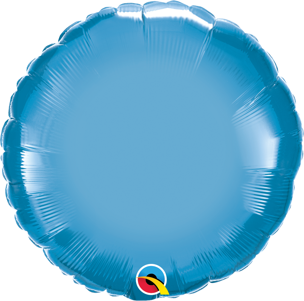 18" Round Qualatex Chrome Blue Foil Balloon