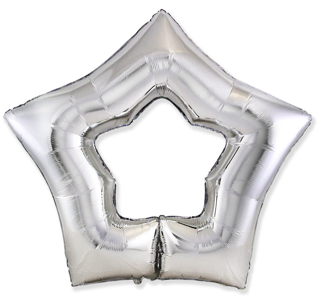34" Silver Hole Star Foil Balloon