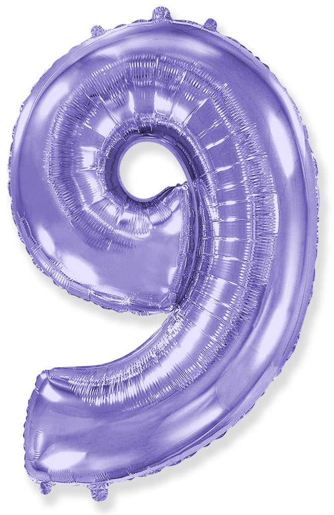 40" Lilac Number 9 Foil Balloon Flexmetal