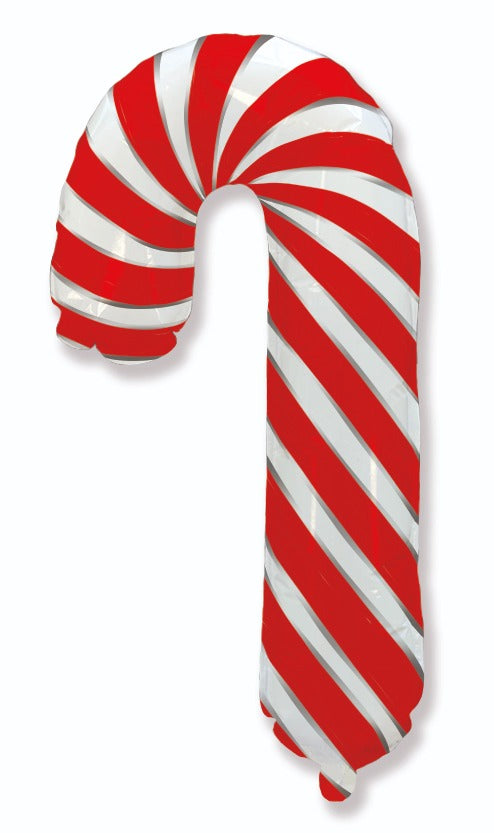39" Candy Cane Red And White Foil Balloon