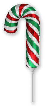 12" Airfill Only Candy Cane Holiday Christmas Green/Red Mini Foil Balloon