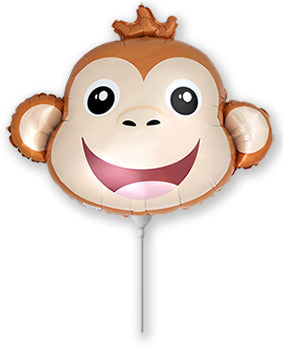 12" Airfill Only Monkey Head Mini Foil Balloon