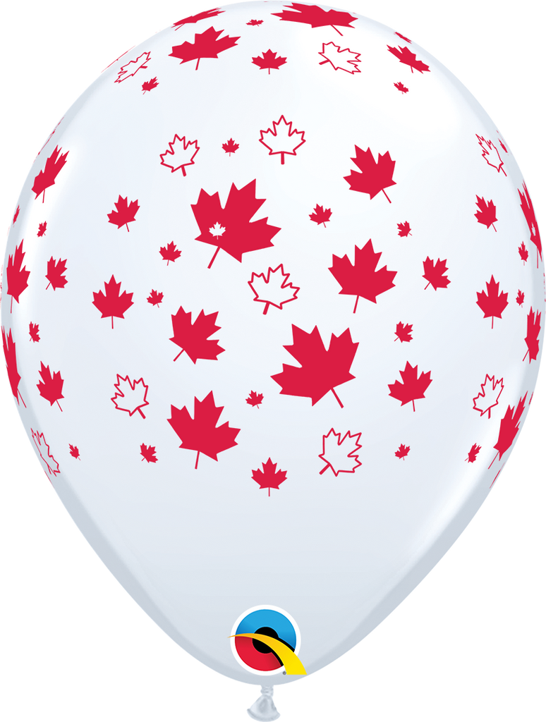11" White (50 Per Bag) Maple Leaves Latex Balloons