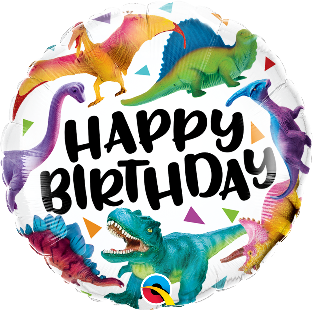 18" Birthday Colorful Dinosaurs Foil Balloon
