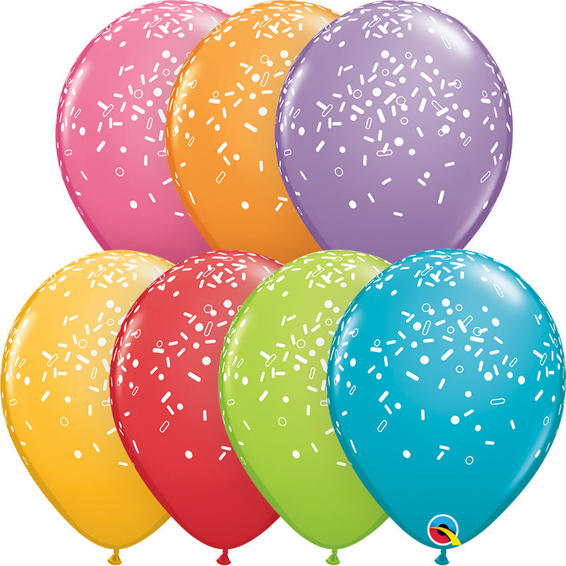 11" Latex Balloons Festive Assorted (50 Per Bag) Sprinkles & Dots
