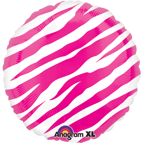 18" Pink Zebra Stripes Print Balloon