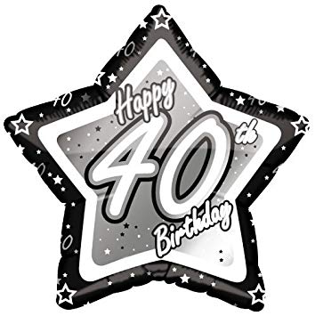 18" Black & Silver "40" Birthday Foil Balloon