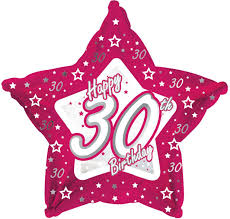 18" Pink & Silver "30" Happy Birthday Foil Balloon