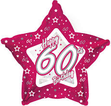 18" Pink & Silver "60" Happy Birthday Foil Balloon
