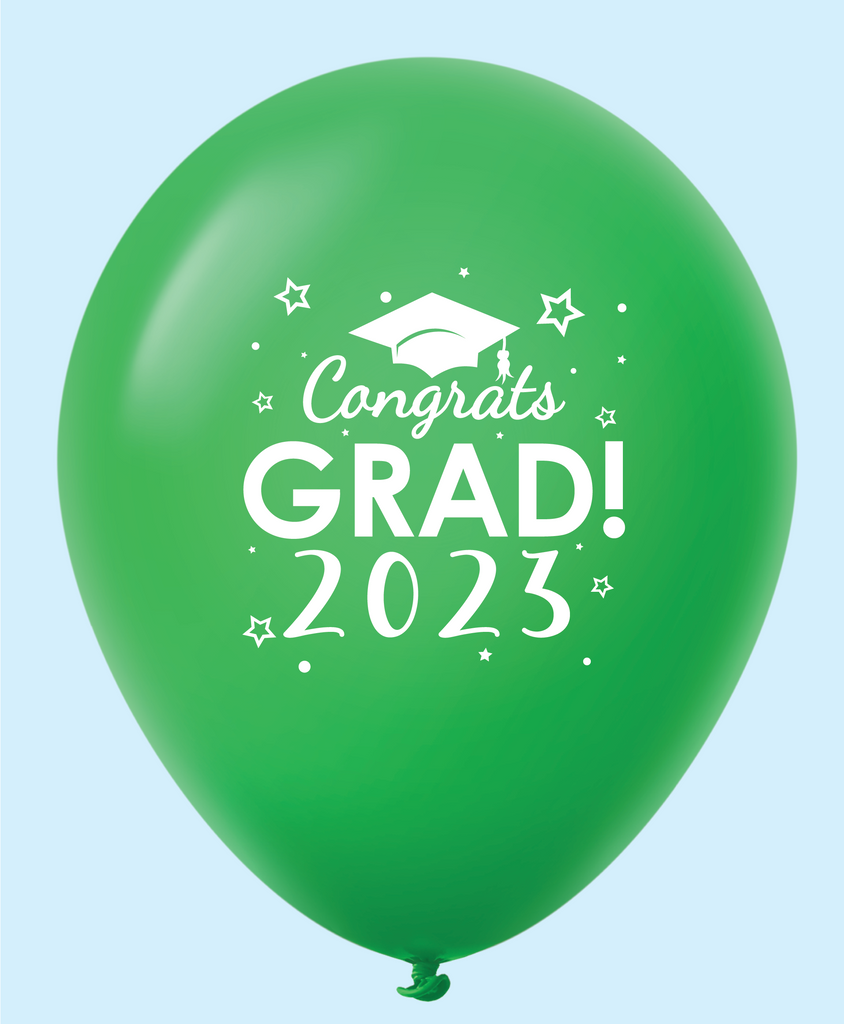 11" Congrats Grad 2023 Latex Balloons (25 Count) Green