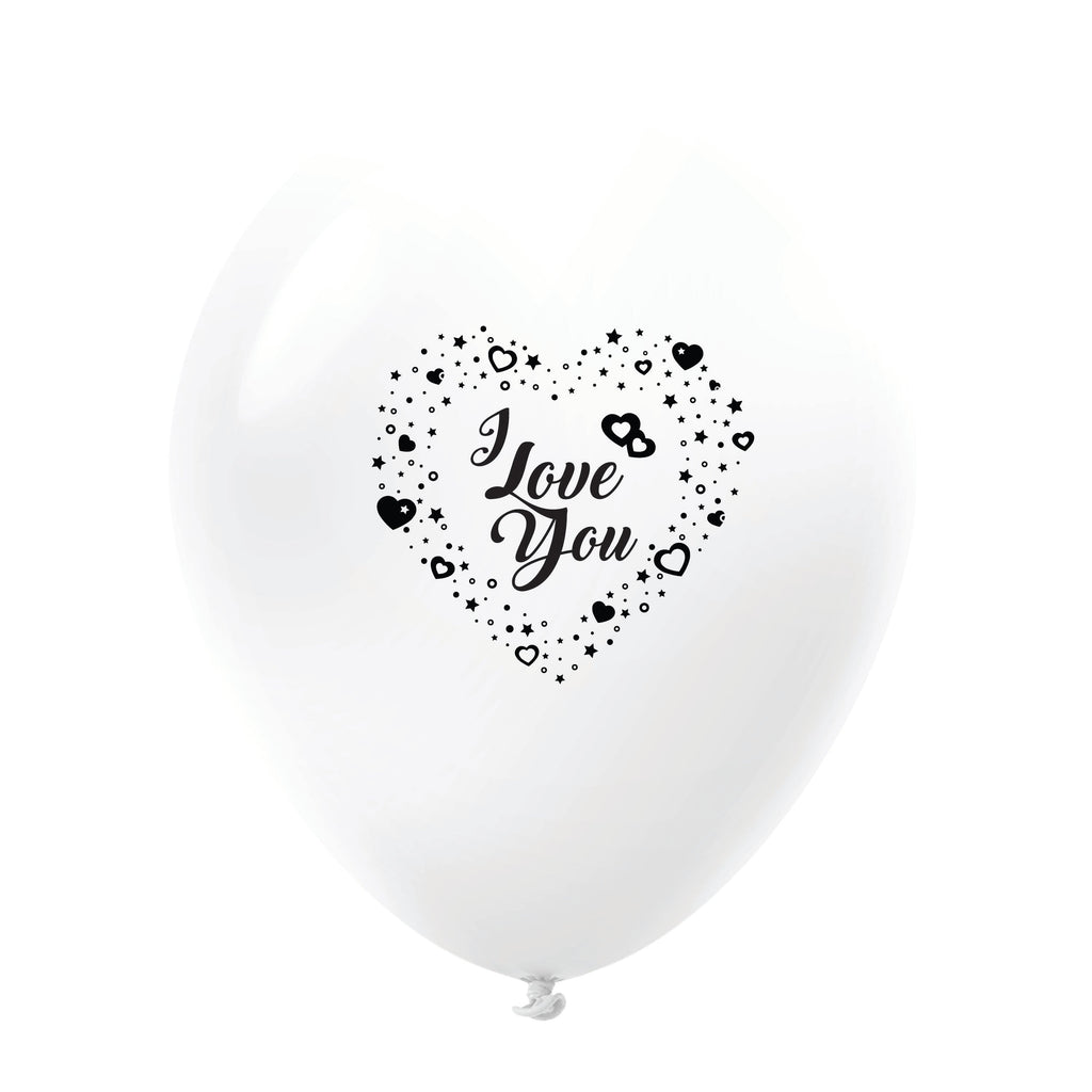 11" I Love You Many Hearts Latex Balloons (25 Count) White