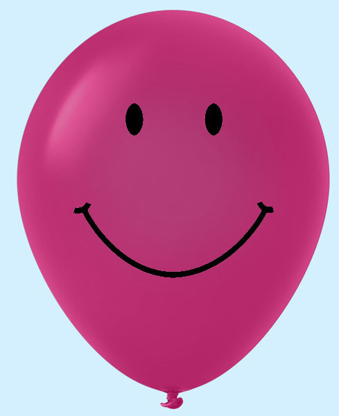 11" Smiley Face Latex Balloons (25 Count) Dark Magenta