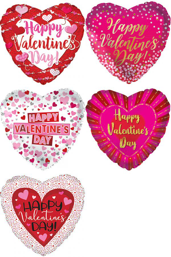 18" 50 Assorted Valentine #1 (10 Each of 5 Designs)