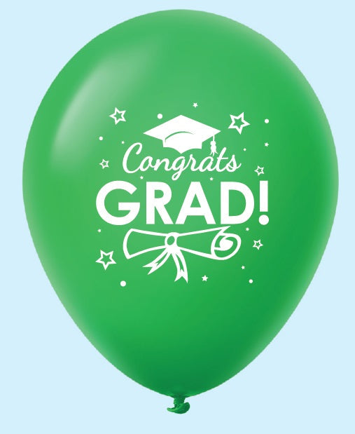 11" Congrats Grad Latex Balloons (25 Count) Green