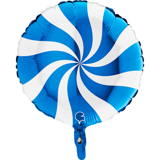 18" Candy Swirly White-Blue Foil Balloon