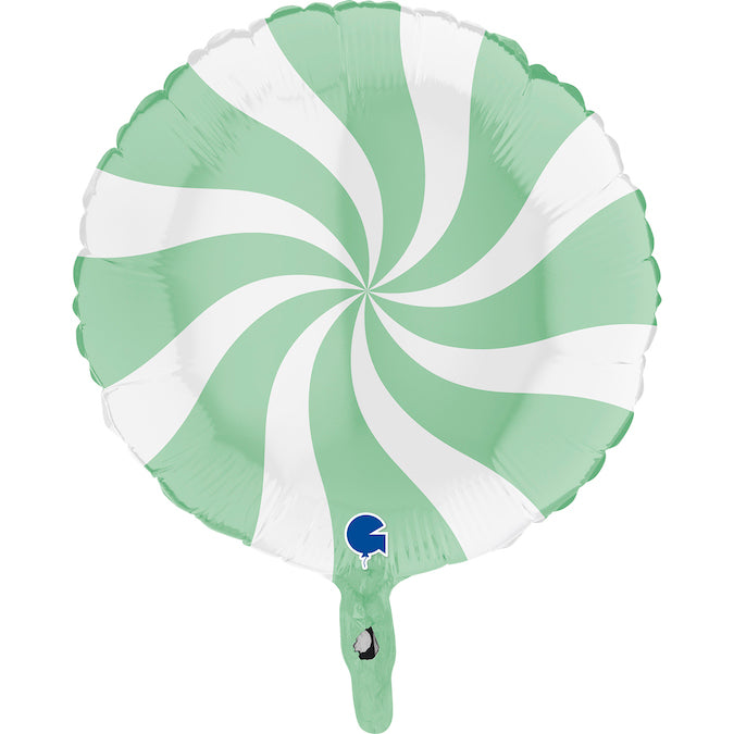 18" Candy Swirly White-Matte Green Foil Balloon