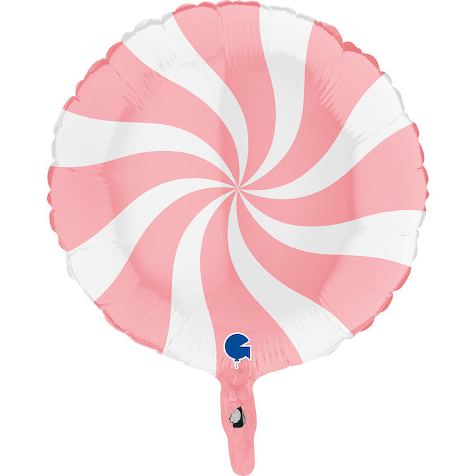 18" Candy Swirly White-Matte Pink Foil Balloon