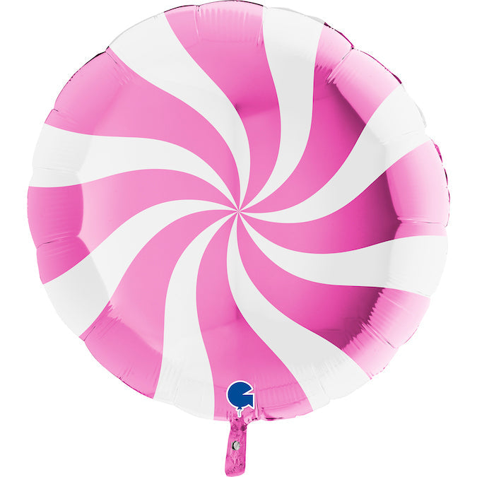 36" Candy Swirly White-Fuchsia Foil Balloon