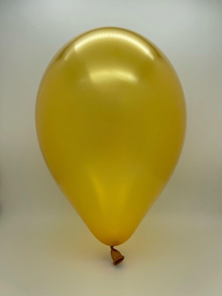 Inflated Balloon Image 12" Gemar Latex Balloons (Bag of 50) Metallic Gold