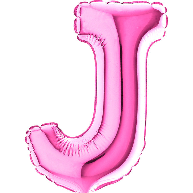 7" Airfill Only (requires heat sealing) Letter J Fuschia Foil Balloon