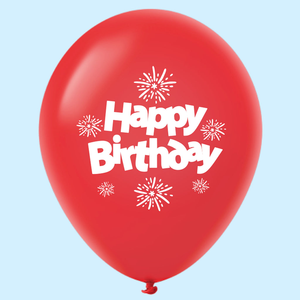 11" Happy Birthday Streamers Latex Balloons Red (25 Per Bag)