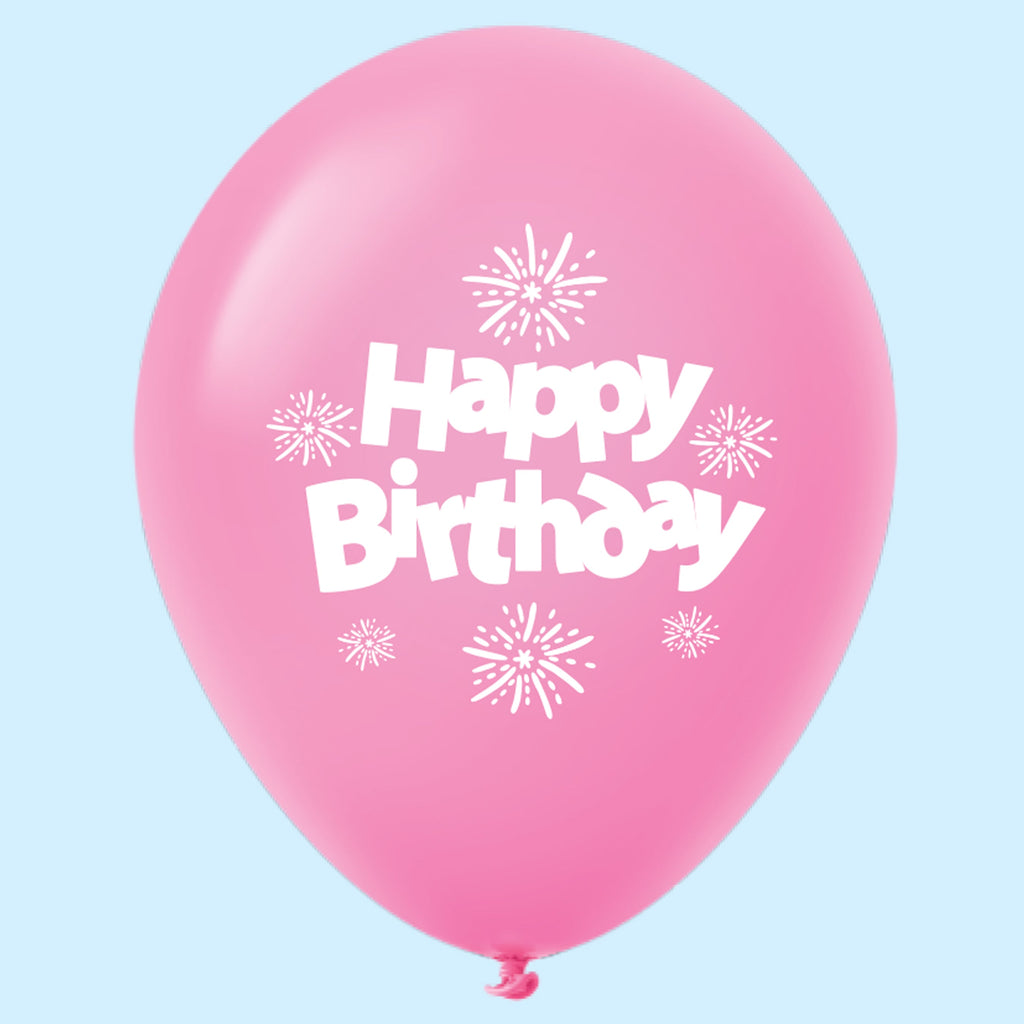 11" Happy Birthday Streamers Latex Balloons Light Magenta (25 Per Bag)