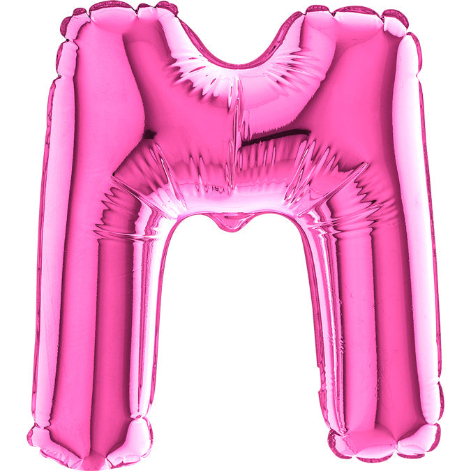 7" Airfill Only (requires heat sealing) Letter M Fuschia Foil Balloon