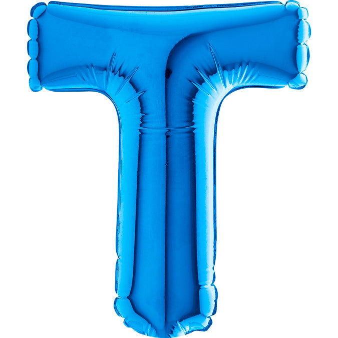 7" Airfill Only (requires heat sealing) Letter T Blue Foil Balloon