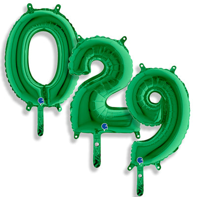 14" Grabo Brand Green Number and Letter Balloons