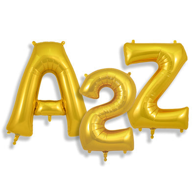 34" Oaktree Brand Gold Letter and Number Balloons