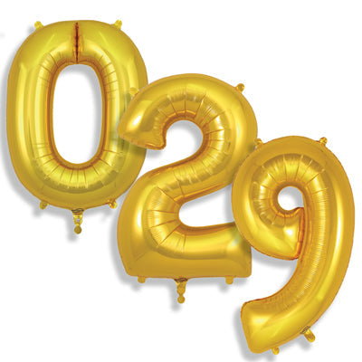 34" Oaktree Brand Gold Numbers Balloons
