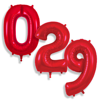 34" Oaktree Brand Red Numbers Balloons