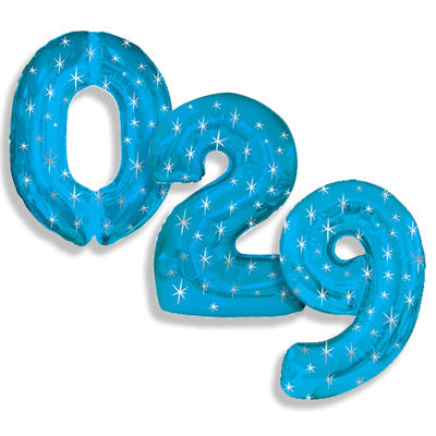 38" CTI Brand Blue Sparkle Number Balloons