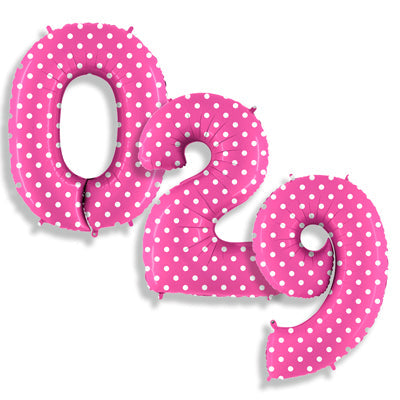 40" Europe Brand Pink Polka Dots Number Balloons