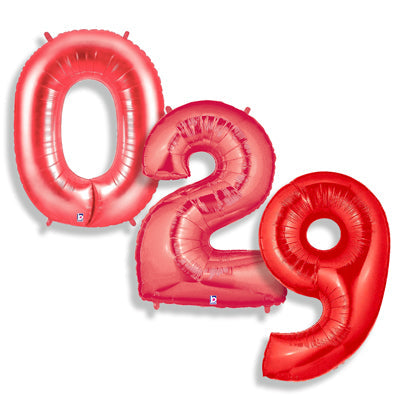 40" Betallic Brand Red Number Balloons