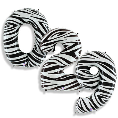 40" Zebra Number Balloons