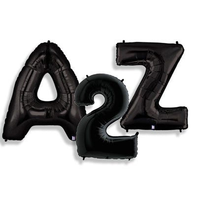 40" Betallic Brand Black Number and Letter Balloons