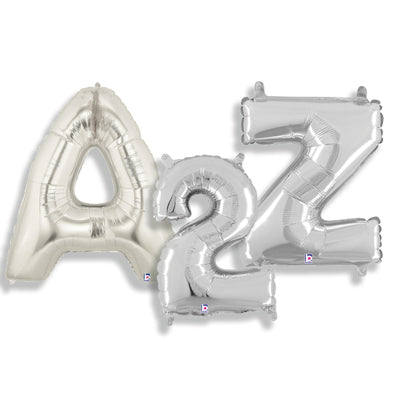 40" Betallic Brand Silver Number and Letter Balloons