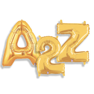 7" Betallic Brand Gold Letter and Number Balloons