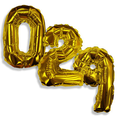 8" CTI Brand Gold Number Balloons