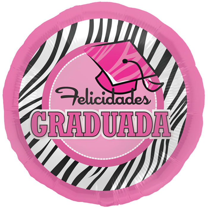 9" Airfill Only Spanish Grad Zebra Hat Foil Balloon