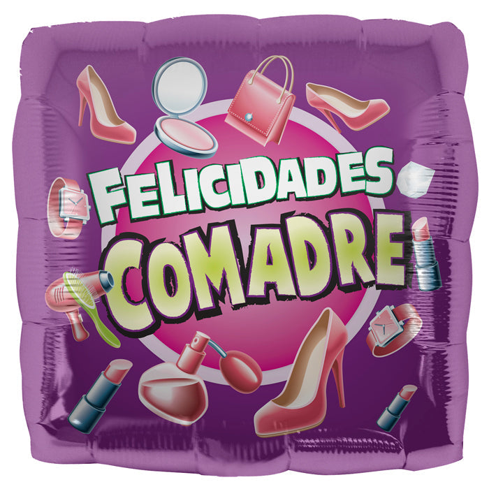 18" Foil Balloon Felicidades Comadre (Spanish)