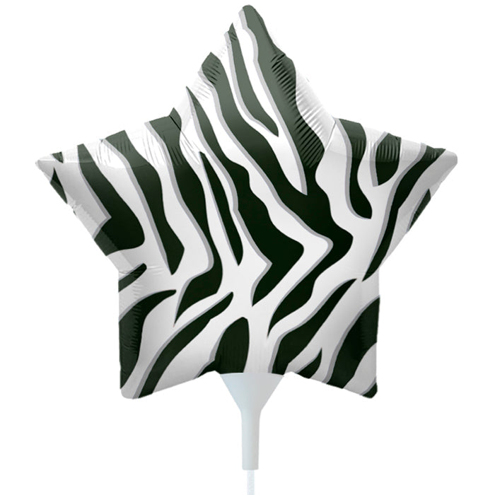 9" Airfill Only Foil Balloon Black Zebra Stripe