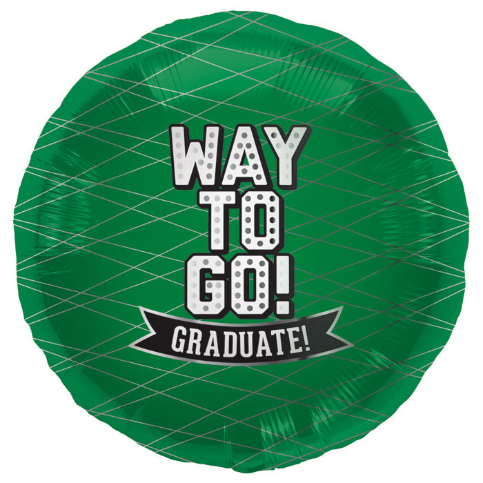 18" Foil Balloon Way To Go Green-Round