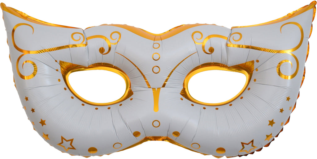 42" Airfill Only White Mask With Decoration Foil Balloon