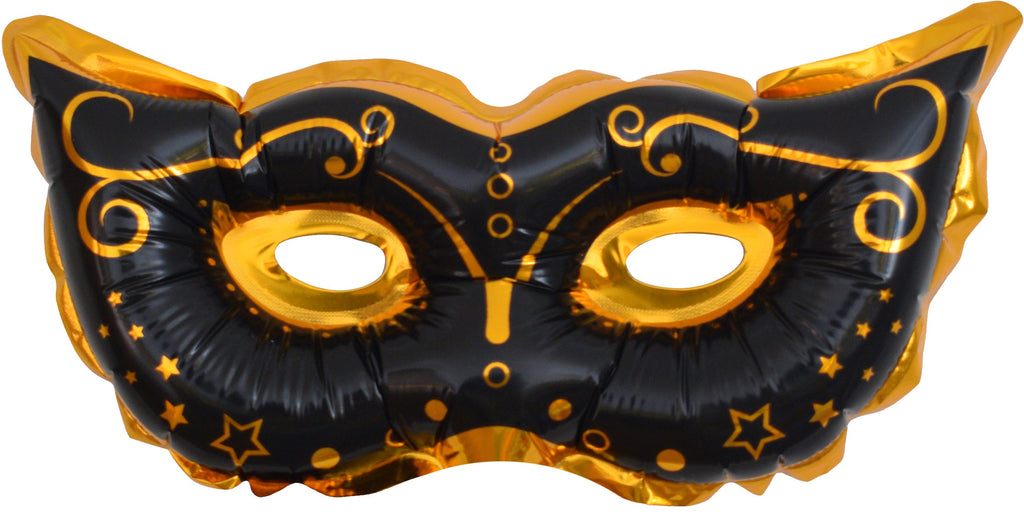 10" Airfill Only Black Mask With Decoration Foil Balloon