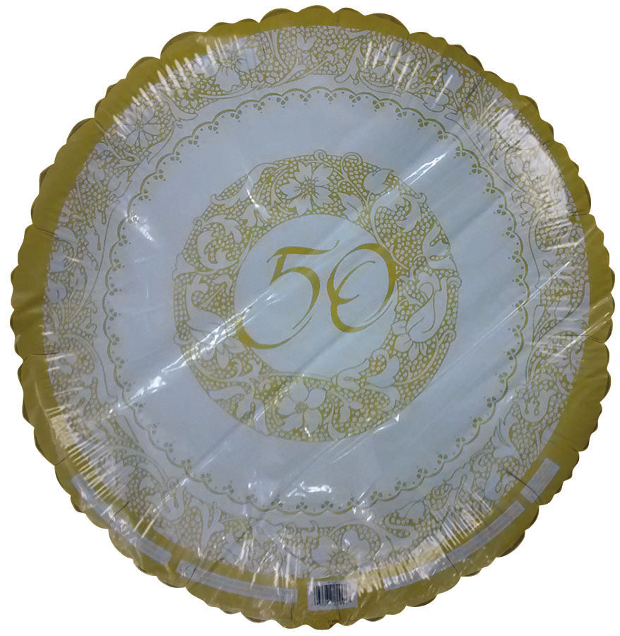 18" 50th Anniversary Gold Florentine Balloon